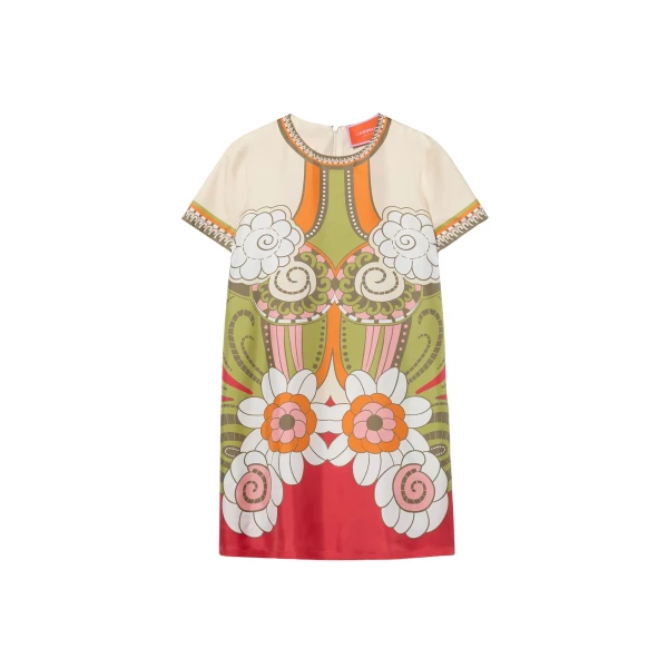 La DoubleJ Mini Swing Dress in Ambrosia Placée Green - Dresses - Milanese Maximalist Fashion at Luxury Shoes 