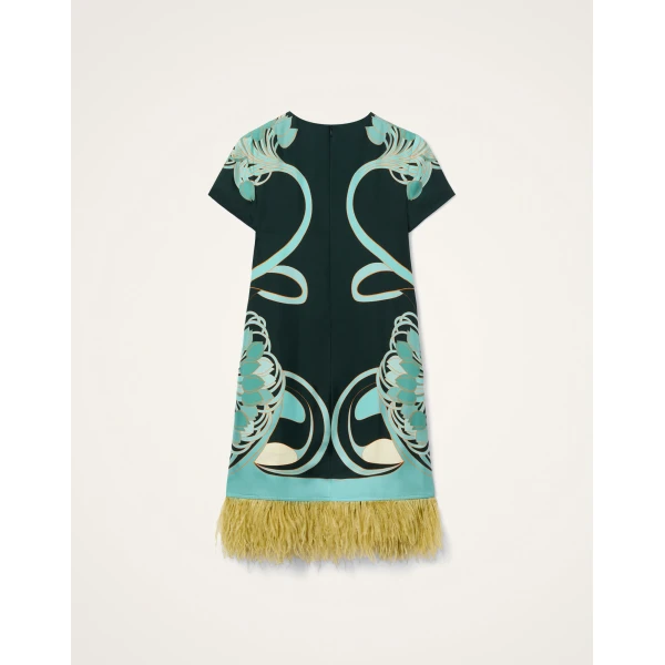 La DoubleJ Mini Swing Dress in Blooming Tulip Placée Dark Green - Dresses - Milanese Maximalist Fashion at Luxury Shoes 