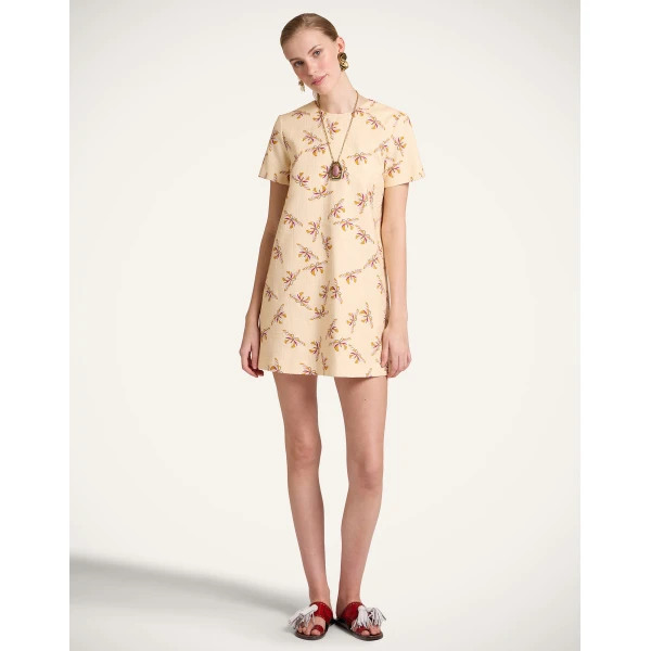 La DoubleJ Mini Swing Dress in Farfalla Buttercream - Dresses - Milanese Maximalist Fashion at Luxury Shoes 