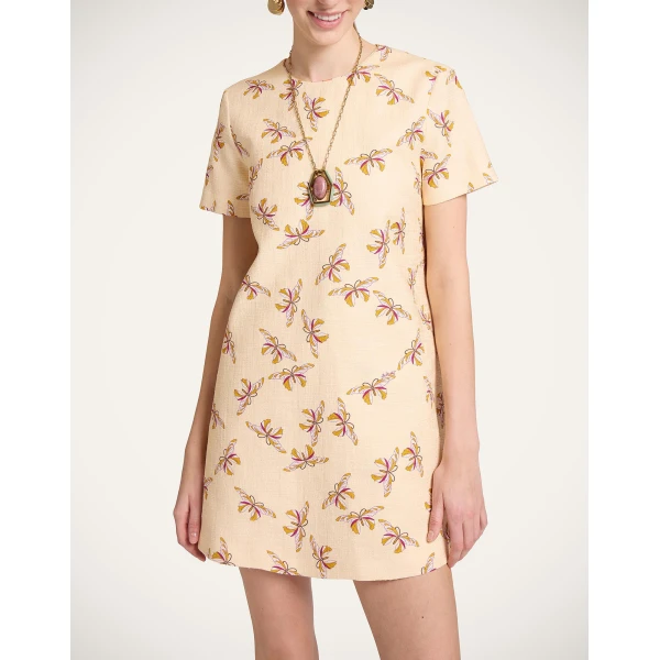 La DoubleJ Mini Swing Dress in Farfalla Buttercream - Dresses - Milanese Maximalist Fashion at Luxury Shoes 