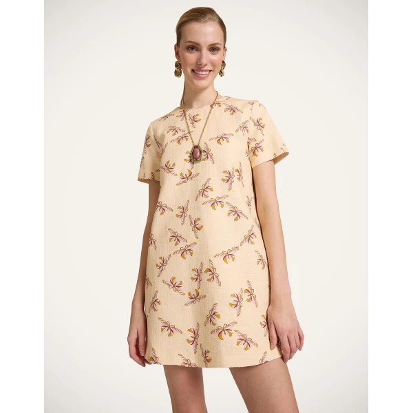 La DoubleJ Mini Swing Dress in Farfalla Buttercream - Dresses - Milanese Maximalist Fashion at Luxury Shoes 