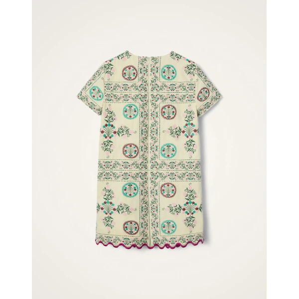 La DoubleJ Mini Swing Dress in Florette Tiles Ecru - Dresses - Milanese Maximalist Fashion at Luxury Shoes 