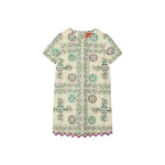 La DoubleJ Mini Swing Dress in Florette Tiles Ecru - Dresses - Milanese Maximalist Fashion at Luxury Shoes 
