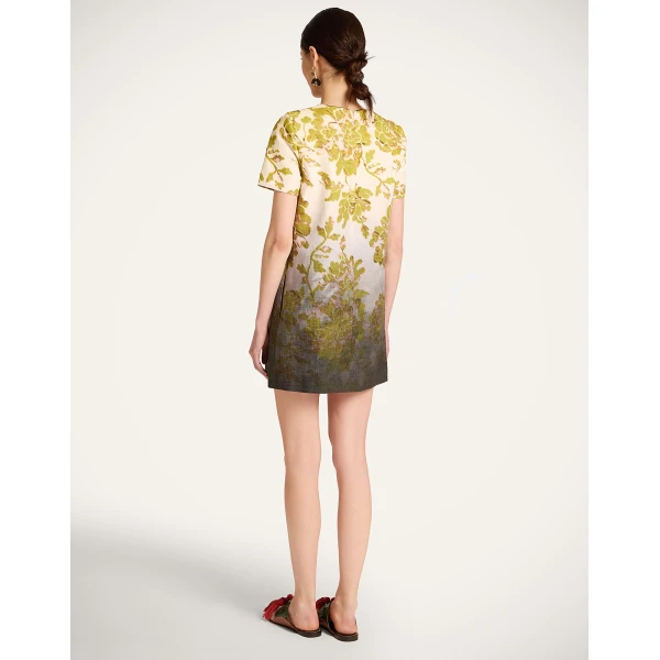 La DoubleJ Mini Swing Dress in Oasis Ombré Placée Green & Black - Dresses - Milanese Maximalist Fashion at Luxury Shoes 