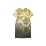 La DoubleJ Mini Swing Dress in Oasis Ombré Placée Green & Black - Dresses - Milanese Maximalist Fashion at Luxury Shoes 