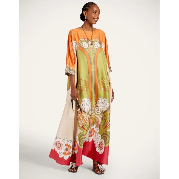 La DoubleJ Muumuu Dress Round Neck in Ambrosia Placée Green - Dresses - Milanese Maximalist Fashion at Luxury Shoes 