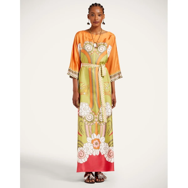 La DoubleJ Muumuu Dress Round Neck in Ambrosia Placée Green - Dresses - Milanese Maximalist Fashion at Luxury Shoes 