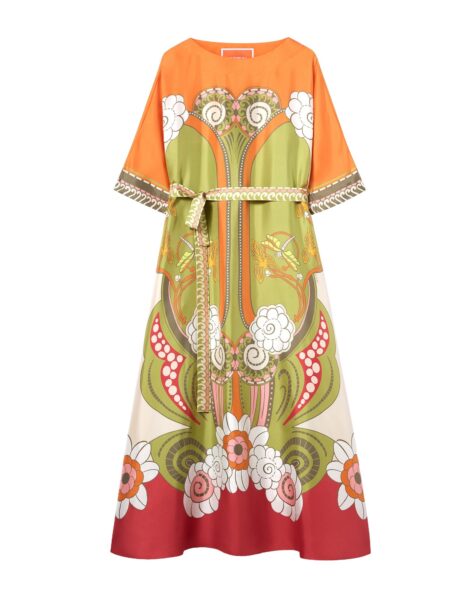 La DoubleJ Muumuu Dress Round Neck in Ambrosia Placée Green - Dresses - Milanese Maximalist Fashion at Luxury Shoes 