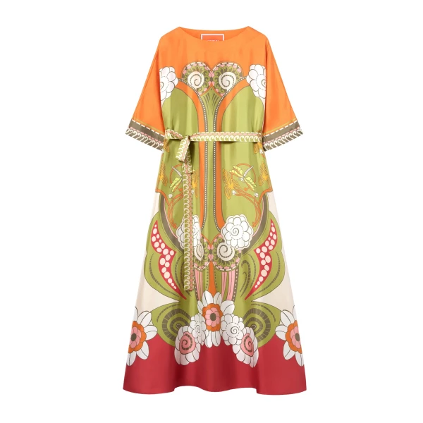 La DoubleJ Muumuu Dress Round Neck in Ambrosia Placée Green - Dresses - Milanese Maximalist Fashion at Luxury Shoes 