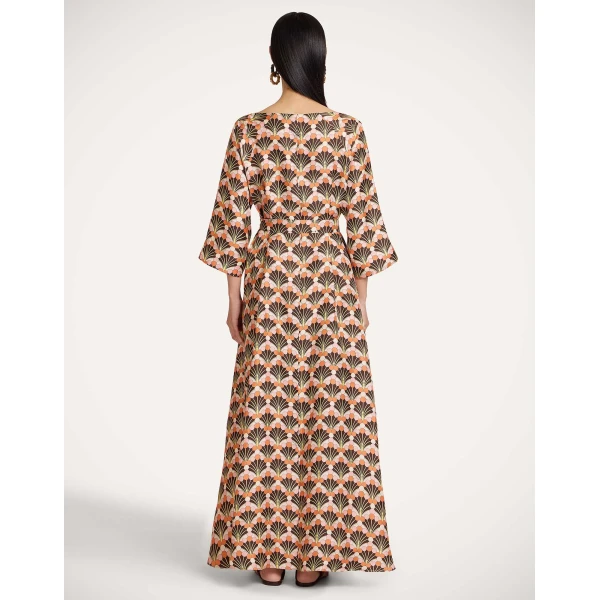 La DoubleJ Muumuu Dress Round Neck in Florette Fan Brown - Dresses - Milanese Maximalist Fashion at Luxury Shoes 