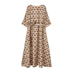 La DoubleJ Muumuu Dress Round Neck in Florette Fan Brown - Dresses - Milanese Maximalist Fashion at Luxury Shoes 