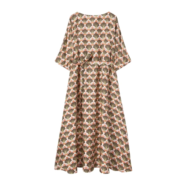 La DoubleJ Muumuu Dress Round Neck in Florette Fan Brown - Dresses - Milanese Maximalist Fashion at Luxury Shoes 