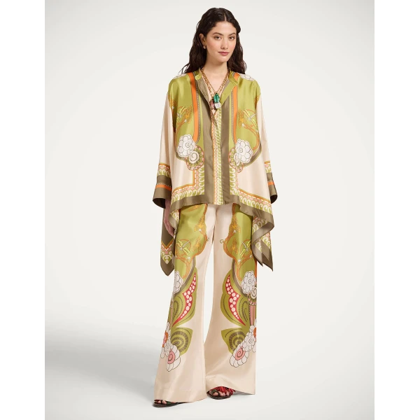 La DoubleJ Palazzo Pants in Ambrosia Placée Ivory - Pants - Milanese Maximalist Fashion at Luxury Shoes 