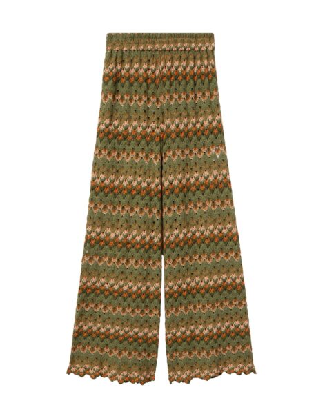 La DoubleJ Palazzo Pants in Multicolor Green & Orange - Pants - Milanese Maximalist Fashion at Luxury Shoes 