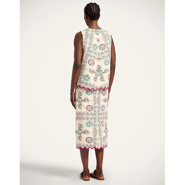 La DoubleJ Pencil Skirt in Florette Tiles Ecru - Skirts - Milanese Maximalist Fashion at Luxury Shoes 