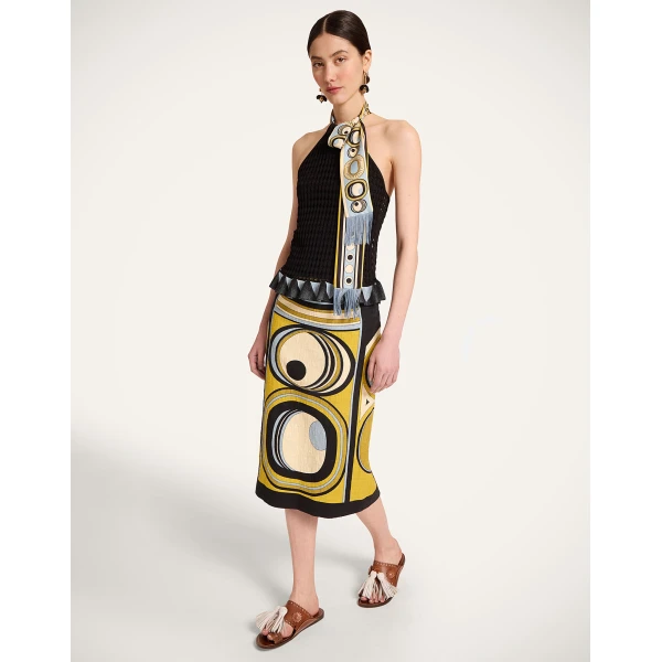 La DoubleJ Pencil Skirt in Sanctuary Placée Gold - Skirts - Milanese Maximalist Fashion at Luxury Shoes 