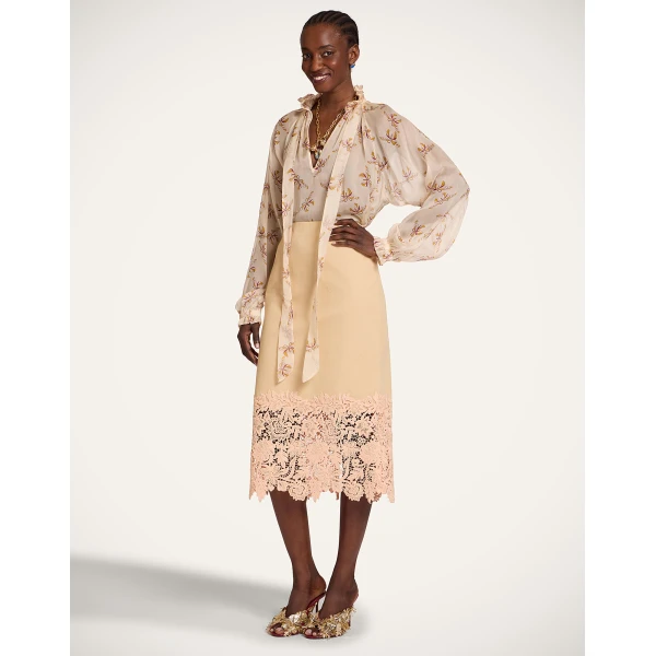 La DoubleJ Pencil Skirt in Solid Light Beige - Skirts - Milanese Maximalist Fashion at Luxury Shoes 