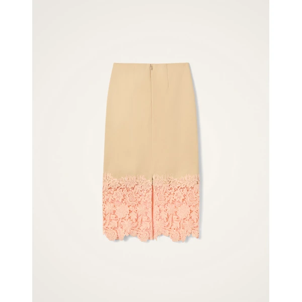 La DoubleJ Pencil Skirt in Solid Light Beige - Skirts - Milanese Maximalist Fashion at Luxury Shoes 