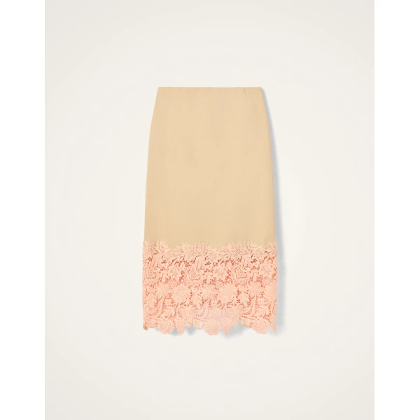 La DoubleJ Pencil Skirt in Solid Light Beige - Skirts - Milanese Maximalist Fashion at Luxury Shoes 