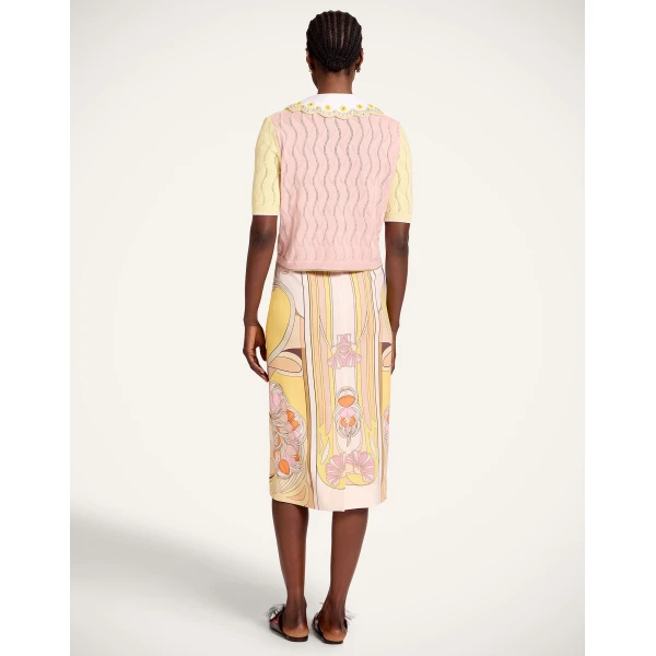 La DoubleJ Pencil Skirt in Tulip Placée Pale Pink - Skirts - Milanese Maximalist Fashion at Luxury Shoes 