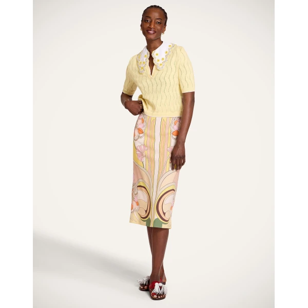 La DoubleJ Pencil Skirt in Tulip Placée Pale Pink - Skirts - Milanese Maximalist Fashion at Luxury Shoes 