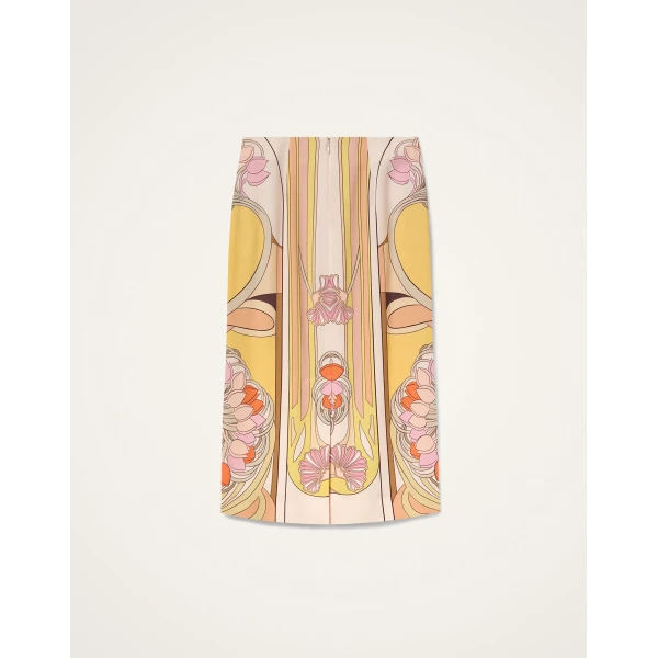 La DoubleJ Pencil Skirt in Tulip Placée Pale Pink - Skirts - Milanese Maximalist Fashion at Luxury Shoes 