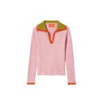 La DoubleJ Picket Polo Jumper in Solid Pink - Knitwear - Milanese Maximalist Fashion at Luxury Shoes 