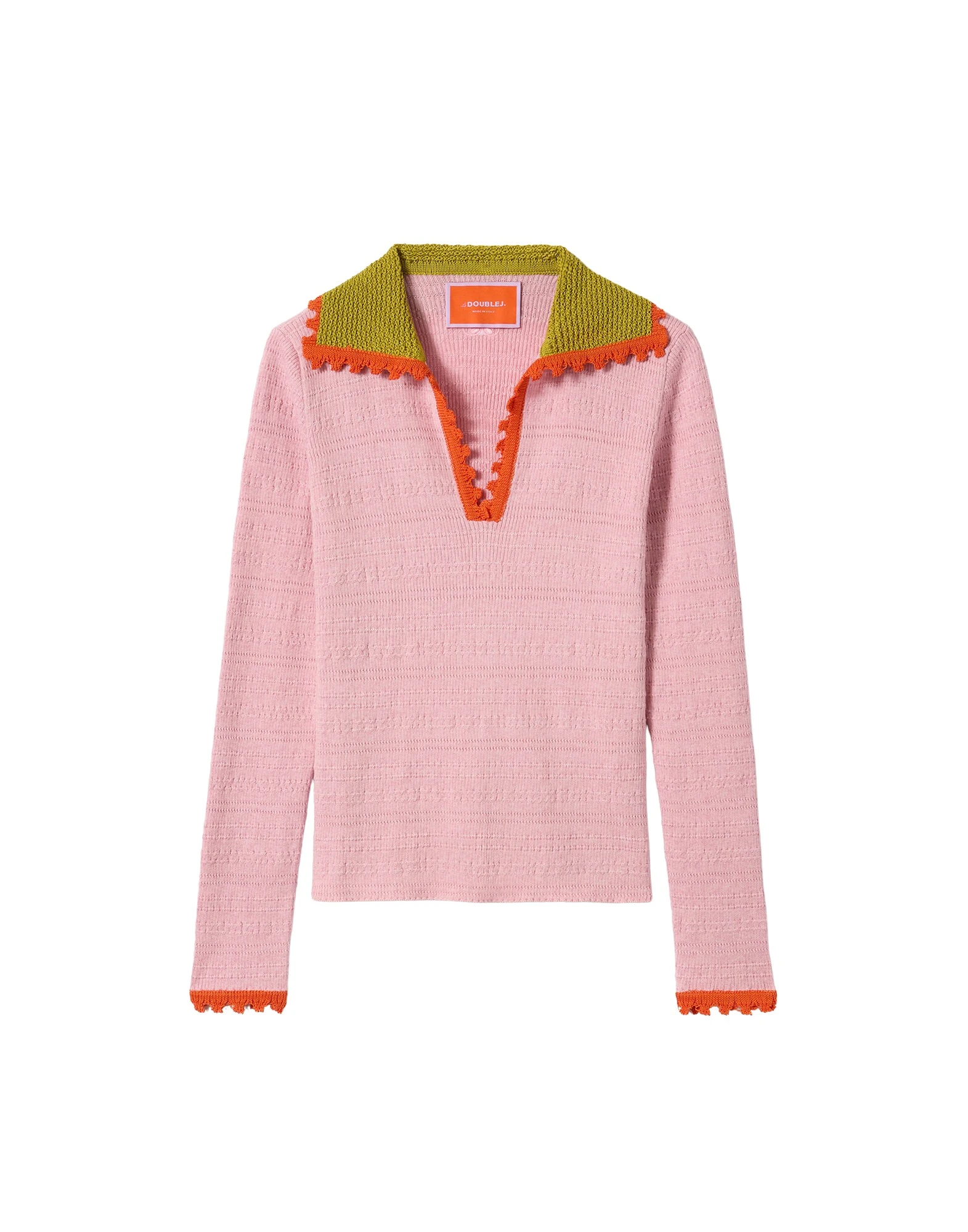 La-DoubleJ-Picket-Polo-Jumper-in-Solid-Pink85507_nobg La DoubleJ Picket Polo Jumper in Solid Pink - Knitwear - Milanese Maximalist Fashion at Luxury Shoes