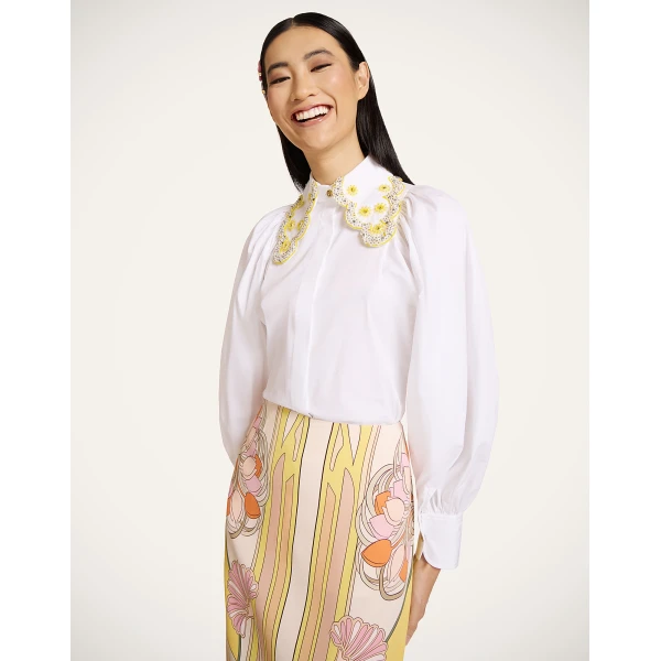 La DoubleJ Pouf Shirt in Solid White - Tops - Milanese Maximalist Fashion at Luxury Shoes 