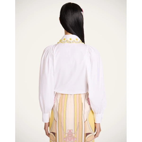 La DoubleJ Pouf Shirt in Solid White - Tops - Milanese Maximalist Fashion at Luxury Shoes 