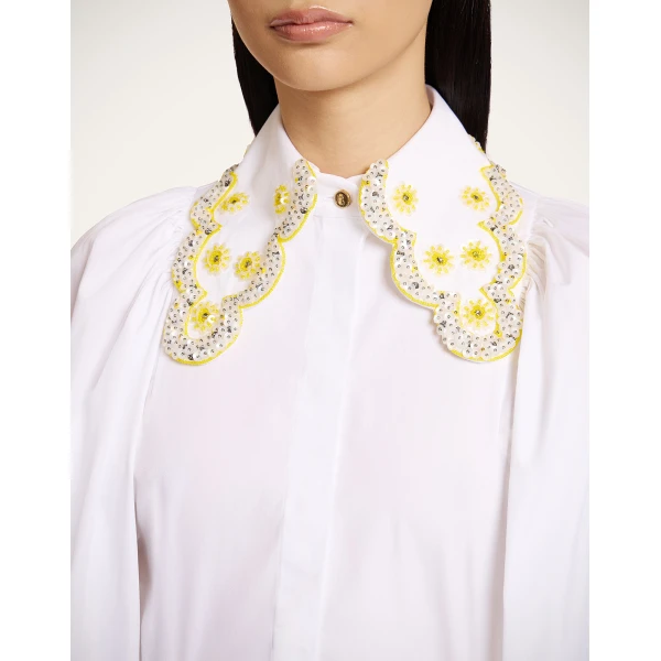 La DoubleJ Pouf Shirt in Solid White - Tops - Milanese Maximalist Fashion at Luxury Shoes 