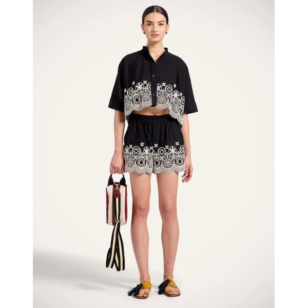 La DoubleJ Pull-Up Shorts in Eclipse Solid Black - Shorts - Milanese Maximalist Fashion at Luxury Shoes 