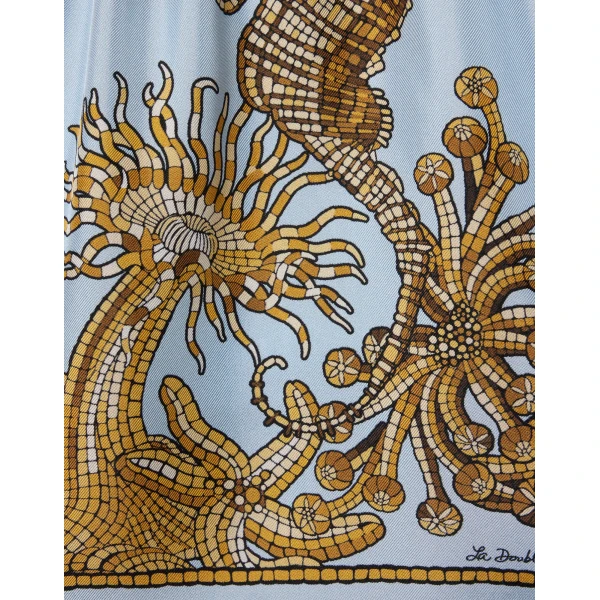La DoubleJ Pull-Up Shorts in Oceania Placée Light Blue - Shorts - Milanese Maximalist Fashion at Luxury Shoes 