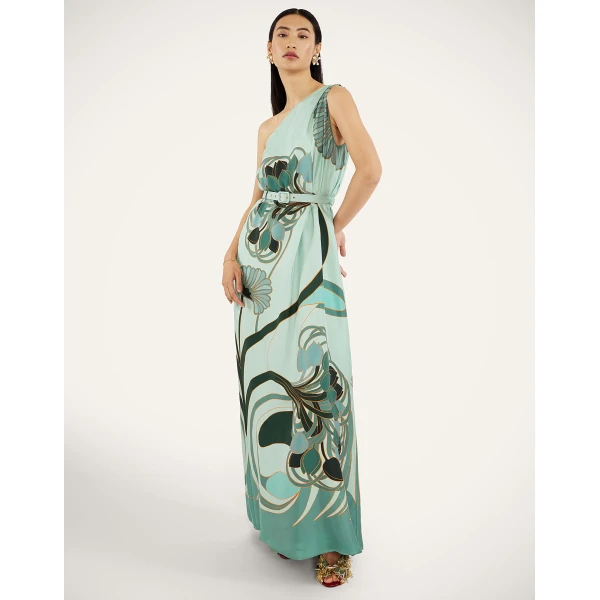 La DoubleJ Roy Dress in Blooming Tulip Placée Mint - Dresses - Milanese Maximalist Fashion at Luxury Shoes 
