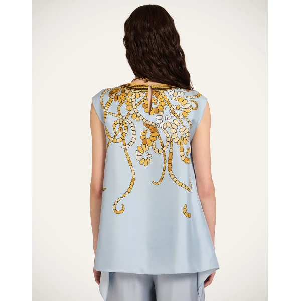 La DoubleJ San Carlo Top in Oceania Placée Light Blue - Tops - Milanese Maximalist Fashion at Luxury Shoes 