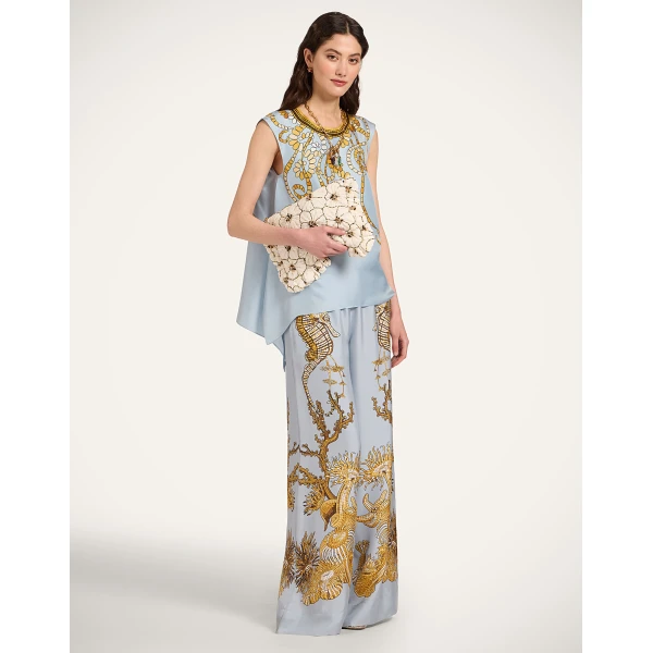 La DoubleJ San Carlo Top in Oceania Placée Light Blue - Tops - Milanese Maximalist Fashion at Luxury Shoes 