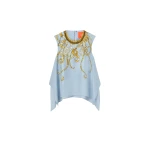 La DoubleJ San Carlo Top in Oceania Placée Light Blue - Tops - Milanese Maximalist Fashion at Luxury Shoes 