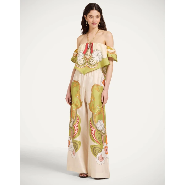 La DoubleJ Sand Dollar Top in Ambrosia Placée Green - Tops - Milanese Maximalist Fashion at Luxury Shoes 