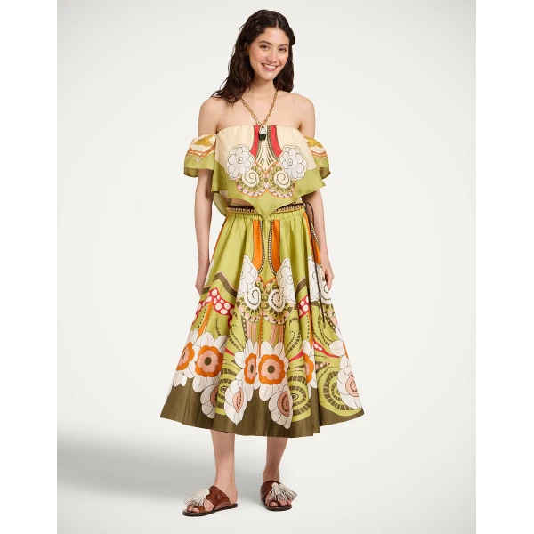 La DoubleJ Sand Dollar Top in Ambrosia Placée Green - Tops - Milanese Maximalist Fashion at Luxury Shoes 