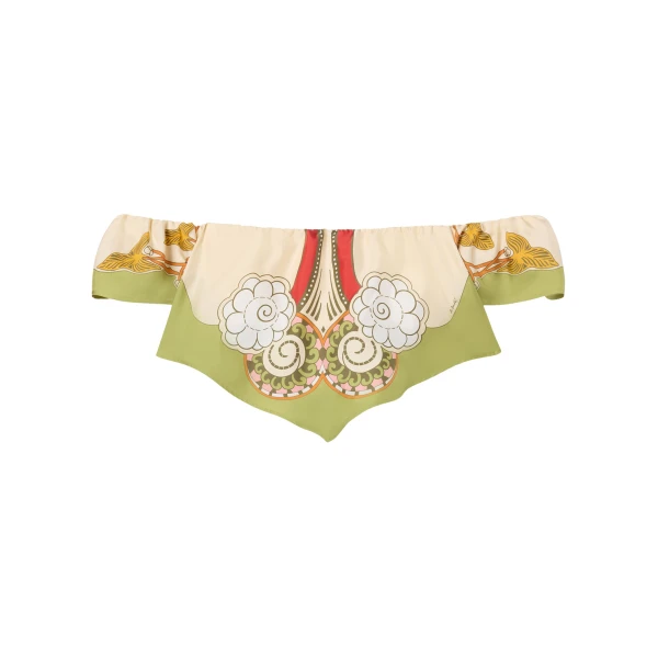 La DoubleJ Sand Dollar Top in Ambrosia Placée Green - Tops - Milanese Maximalist Fashion at Luxury Shoes 