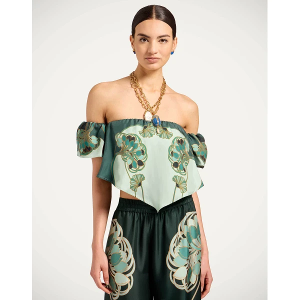La DoubleJ Sand Dollar Top in Blooming Tulip Placée Mint - Tops - Milanese Maximalist Fashion at Luxury Shoes 