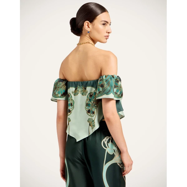 La DoubleJ Sand Dollar Top in Blooming Tulip Placée Mint - Tops - Milanese Maximalist Fashion at Luxury Shoes 