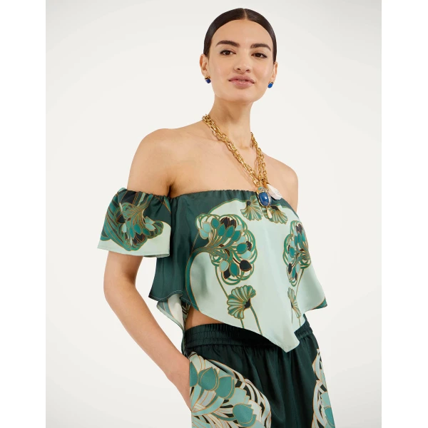 La DoubleJ Sand Dollar Top in Blooming Tulip Placée Mint - Tops - Milanese Maximalist Fashion at Luxury Shoes 