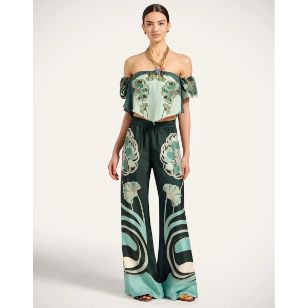 La DoubleJ Sand Dollar Top in Blooming Tulip Placée Mint - Tops - Milanese Maximalist Fashion at Luxury Shoes 