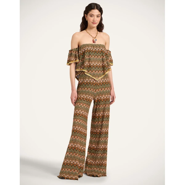 La DoubleJ Sand Dollar Top in Multicolor Green & Orange - Tops - Milanese Maximalist Fashion at Luxury Shoes 