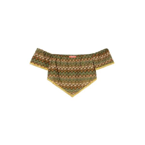La DoubleJ Sand Dollar Top in Multicolor Green & Orange - Tops - Milanese Maximalist Fashion at Luxury Shoes 