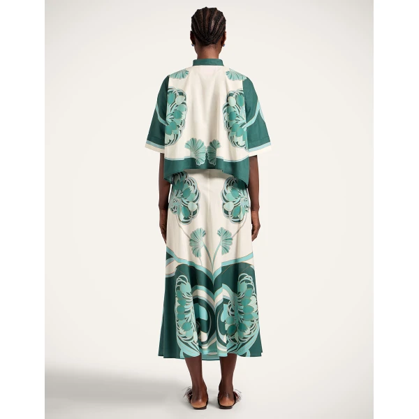 La DoubleJ Sarong Skirt in Blooming Tulip Placée Mint - Skirts - Milanese Maximalist Fashion at Luxury Shoes 