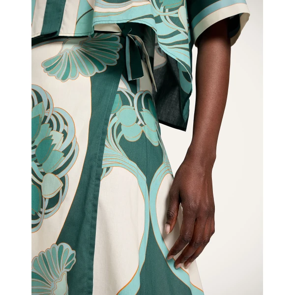 La DoubleJ Sarong Skirt in Blooming Tulip Placée Mint - Skirts - Milanese Maximalist Fashion at Luxury Shoes 