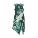La DoubleJ Scarf Dress in Blooming Tulip Placée Dark Green - Dresses - Milanese Maximalist Fashion at Luxury Shoes 