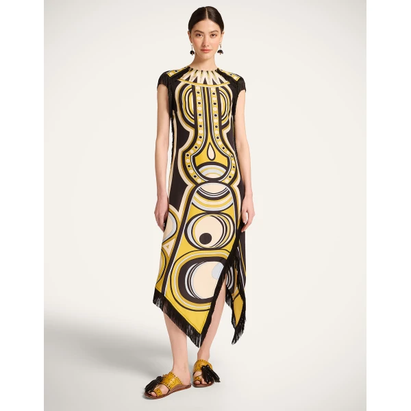 La DoubleJ Scarf Dress in Sanctuary Placée Gold - Dresses - Milanese Maximalist Fashion at Luxury Shoes 